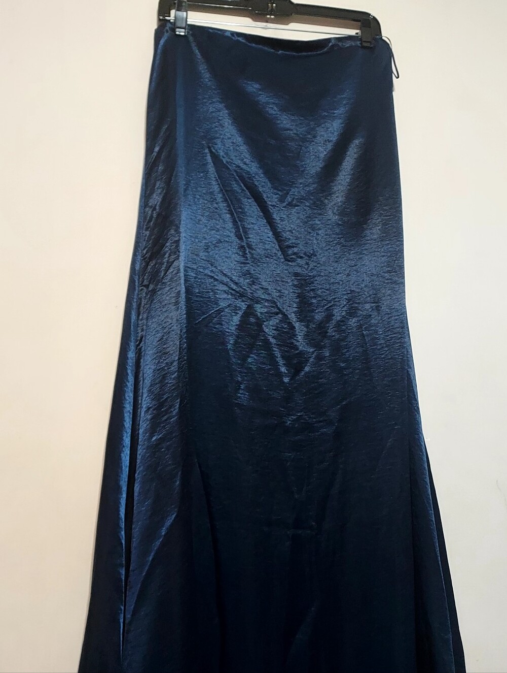 Abercrombie & Fitch Strapless Navy Satin Maxi Gown Sz-L - Picture 5 of 9